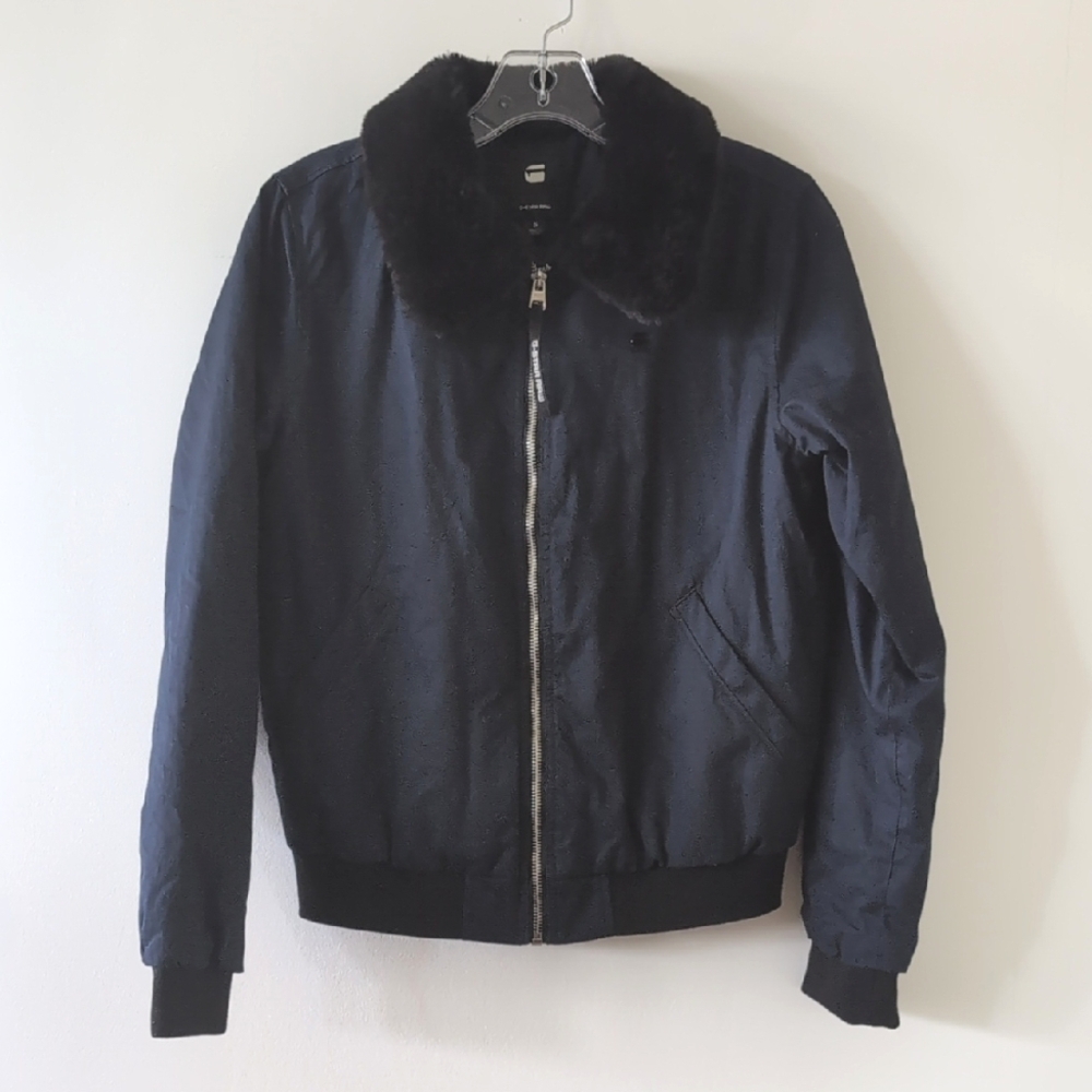 G Start Raw Deline Fur Slim Bomber Jacket Size S